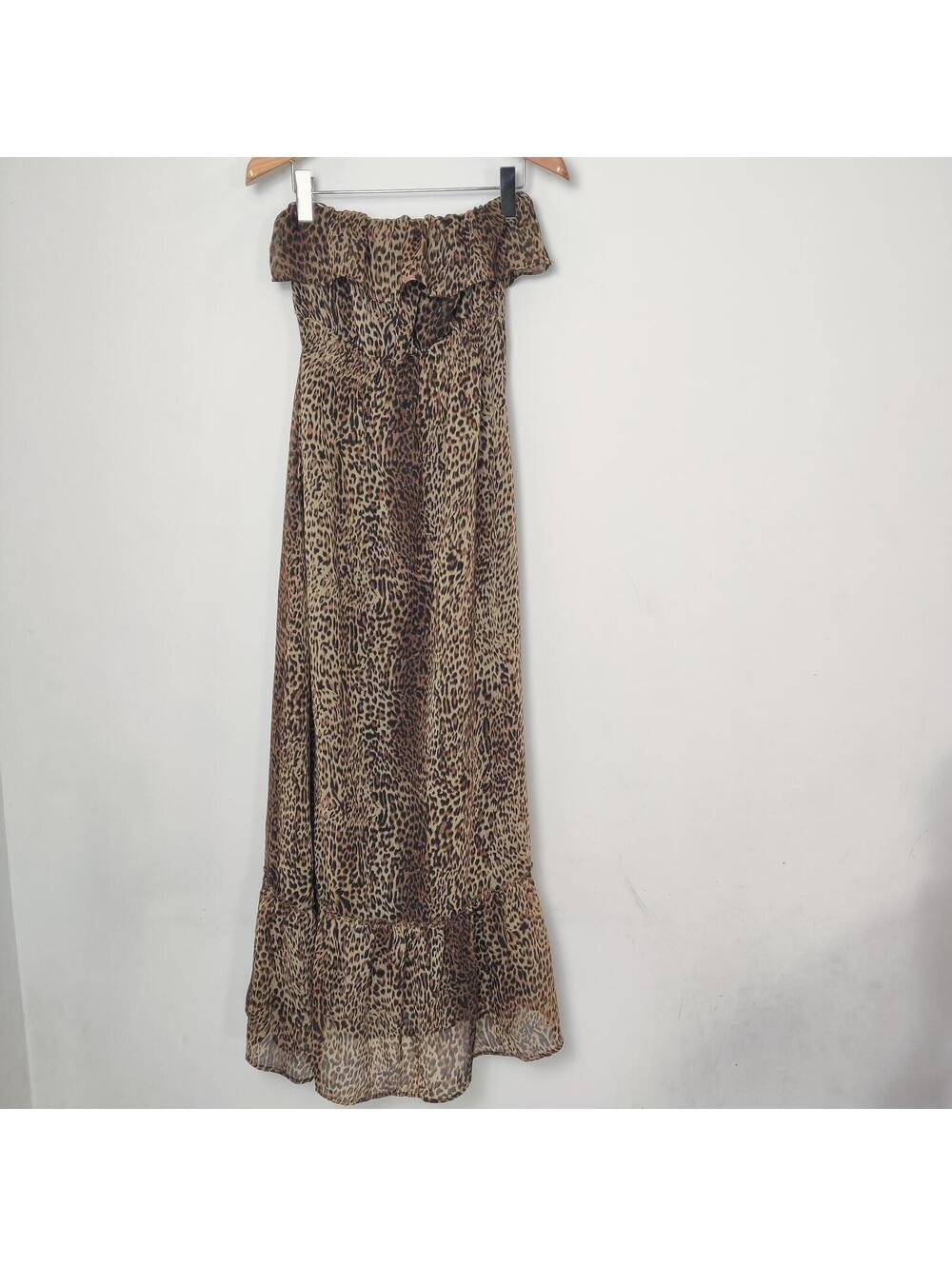 XXI Women’s Leopard Print Strapless Maxi Dress Size Small Vacation